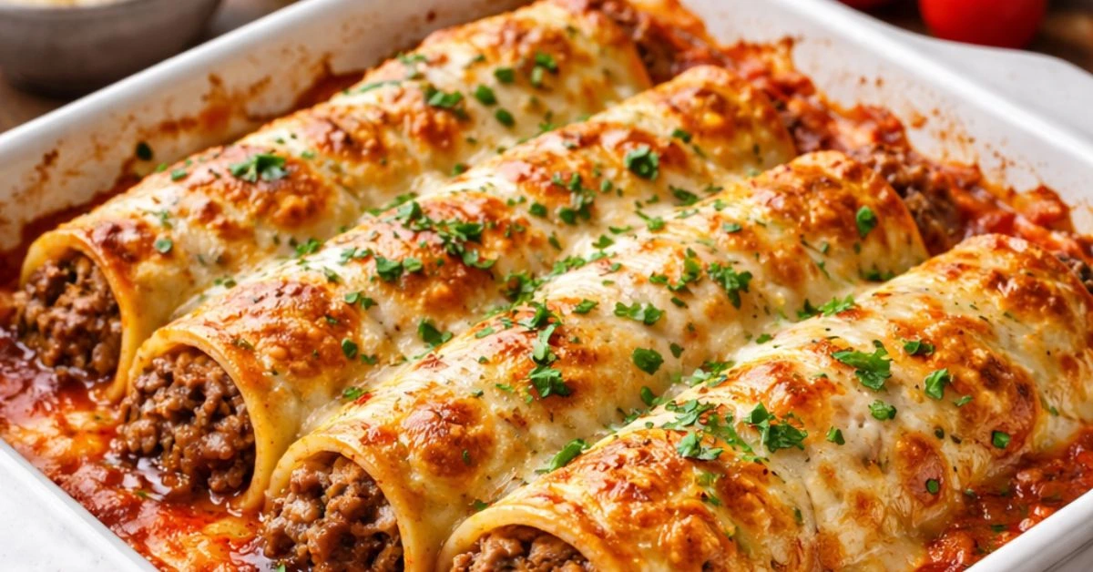 canelones de carne gratinados